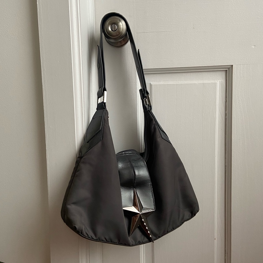 Thierry Mugler dark gray star shoulder bag
